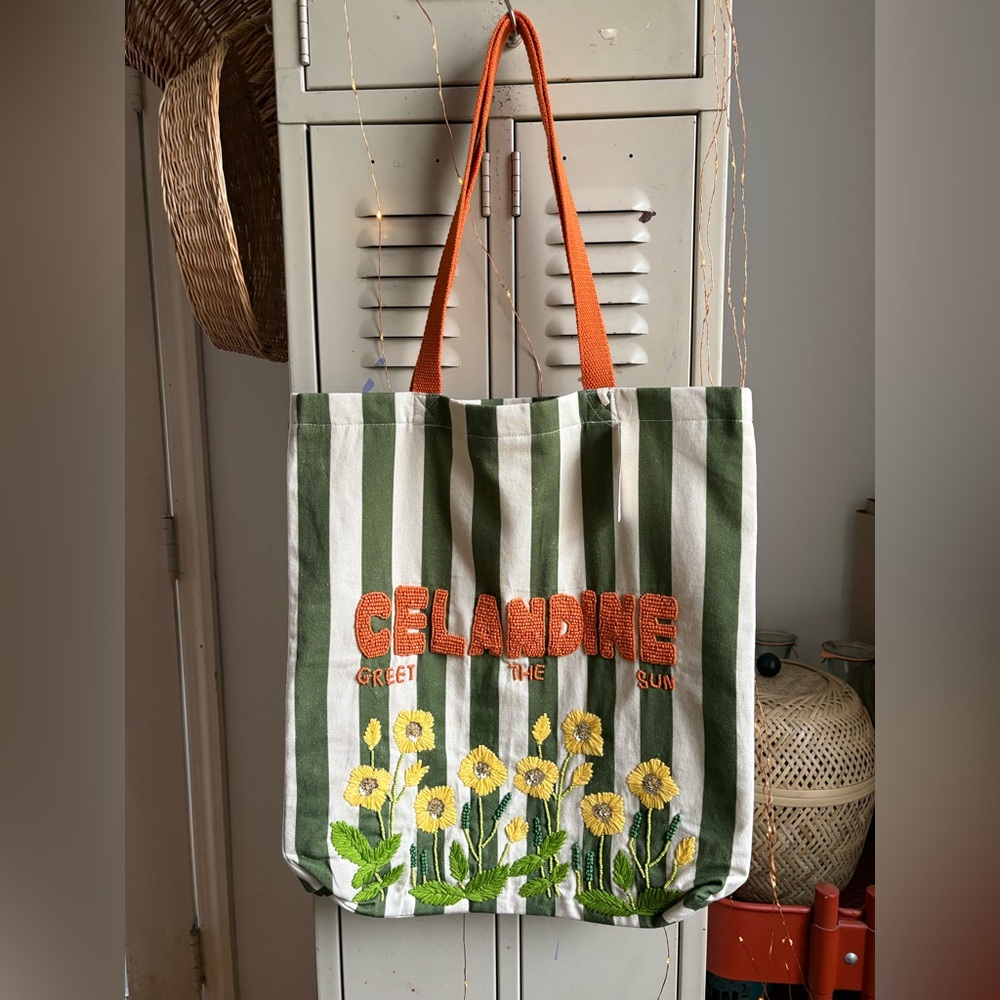Printed Beaded Canvas Tote Bag (See photos/Description) - Picture 6 of 16